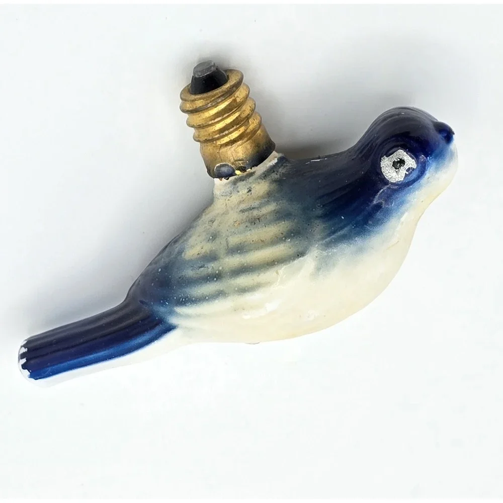 Vintage Blue Bird Figural Glass Light Bulb Mcm Art Deco Antique String Light